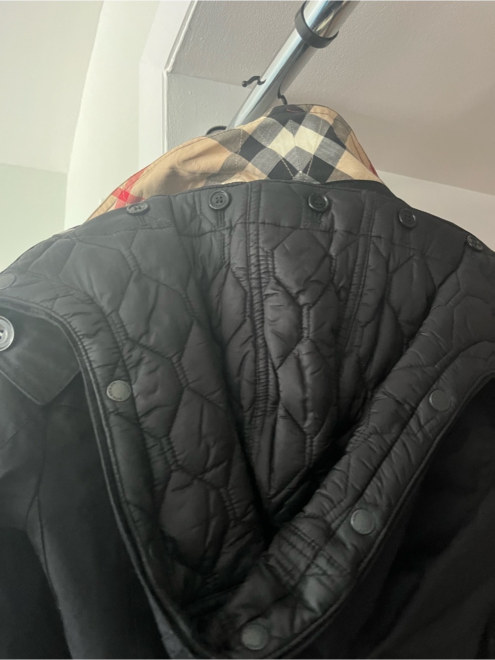 Burberry Black Trench Coat with Signature Check Trim - Picture 3 of 6